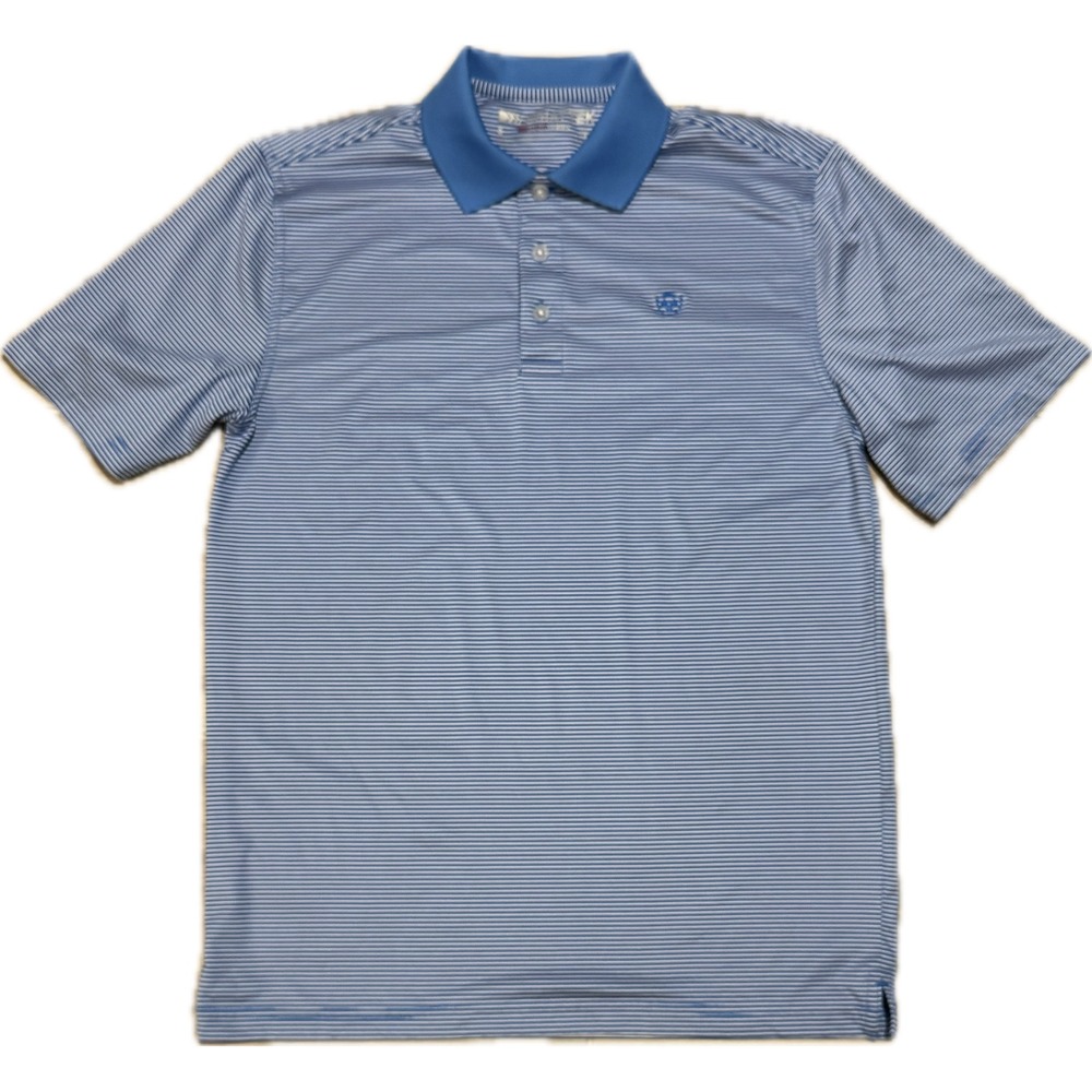 Ariat Mens AriatTEK Heat Series Blue White Striped Performance Polo Shirt Small